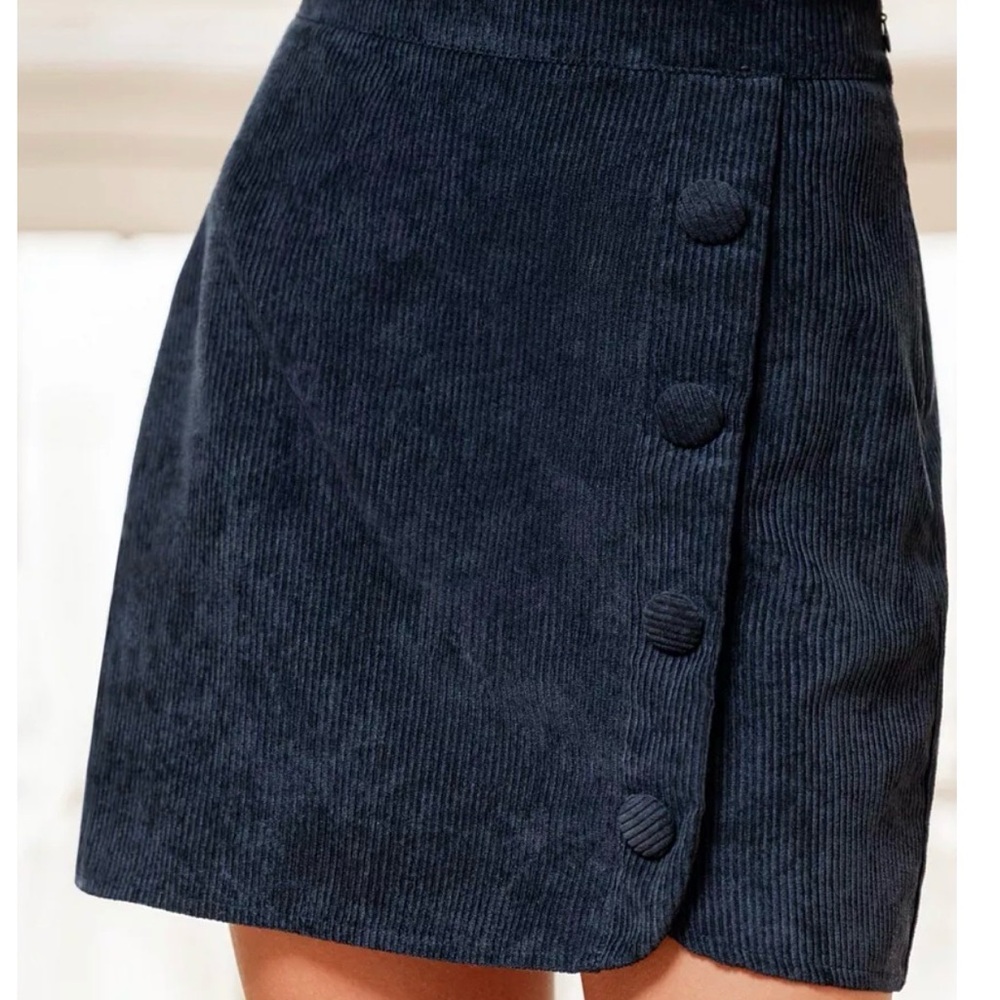 Cupshe Navy Corduroy Skirt